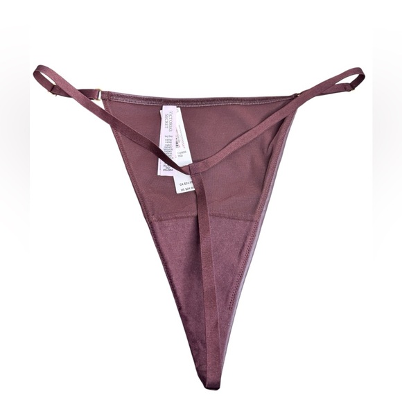 Victoria's Secret Faux Leather Adjustable V-String Panty Brown - Picture 2 of 8